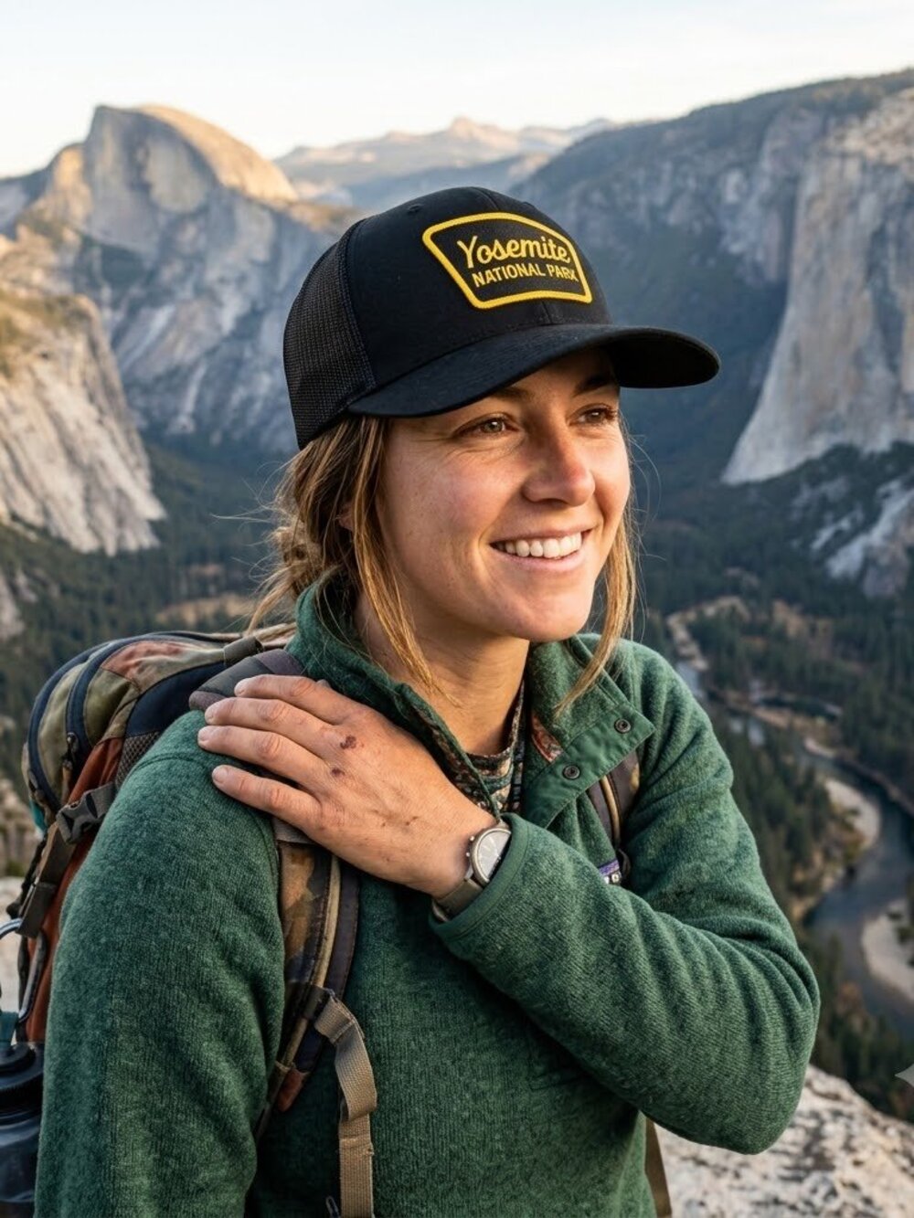 Yosemite National Park Embroidered Patch Trucker Mesh Snapback Hat Cap Black - Picture 1 of 6